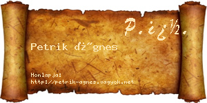 Petrik Ágnes névjegykártya